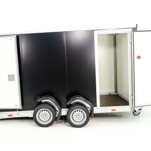 Vezeko Koffer-Absenkanhänger 157x344cm Höhe: 190cm 2,7t | Tür | E-Pumpe | Schwarz – Bild 11