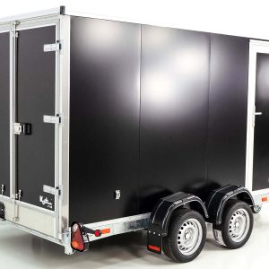 Vezeko Koffer-Absenkanhänger 157x344cm Höhe: 190cm 2,7t | Tür | E-Pumpe | Schwarz – Bild 12